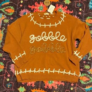 New! BiBi Gobble Gobble Sweater - Brown and White
